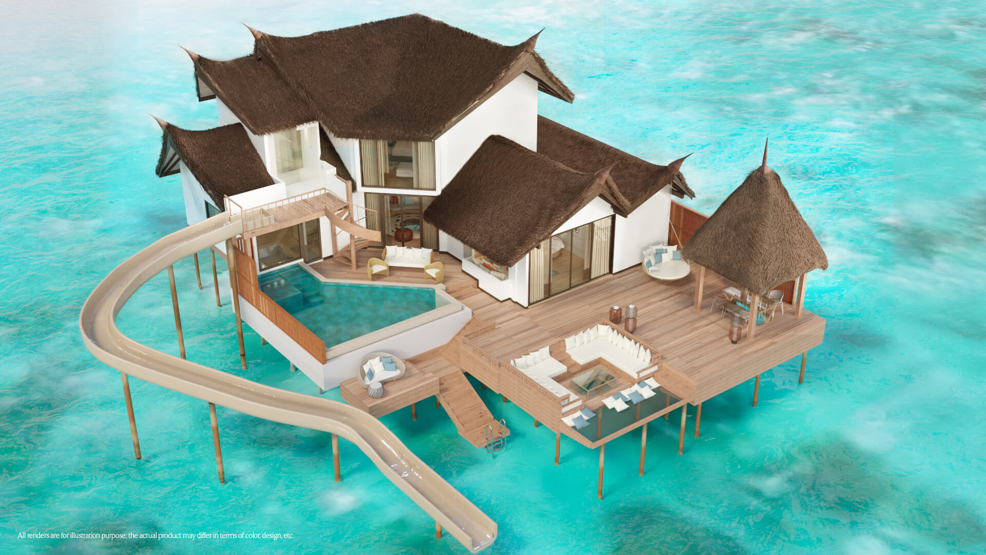 Private-Ocean-Retreat-with-Slide-Aerial-View-illustration